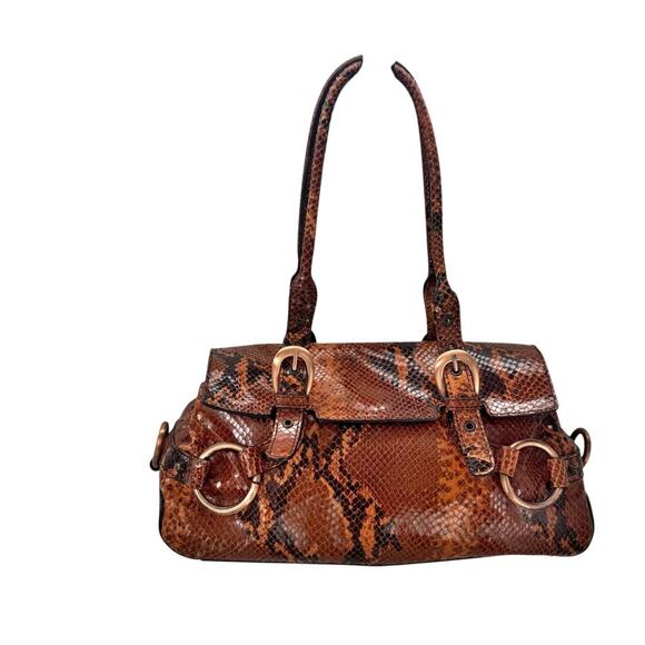 Adrienne Vittadini Snakeskin Leather Baguette Western Shoulder Bag One Size NWOT - Picture 6 of 11